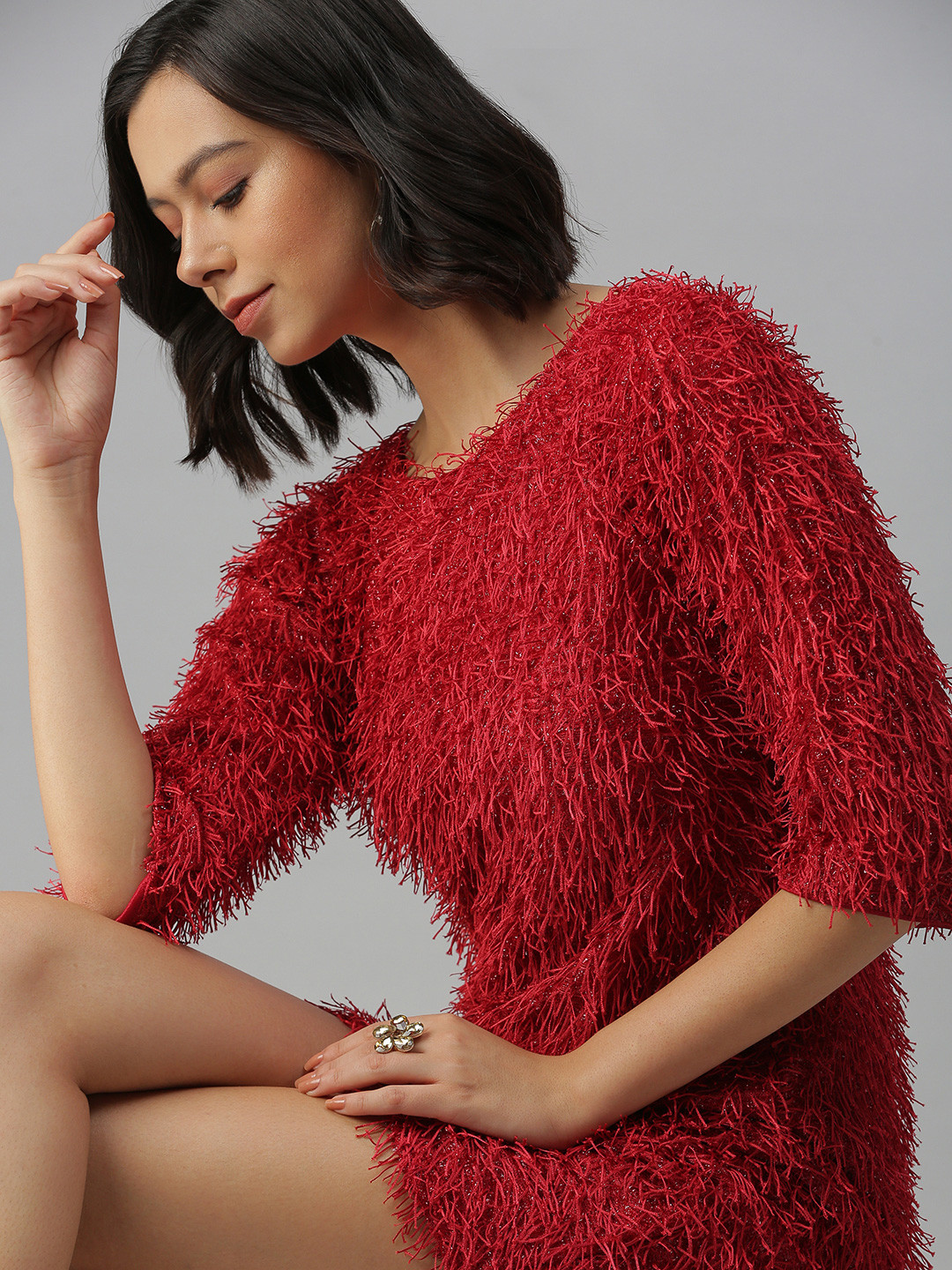 SHOWOFF Red A-Line Mini Dress