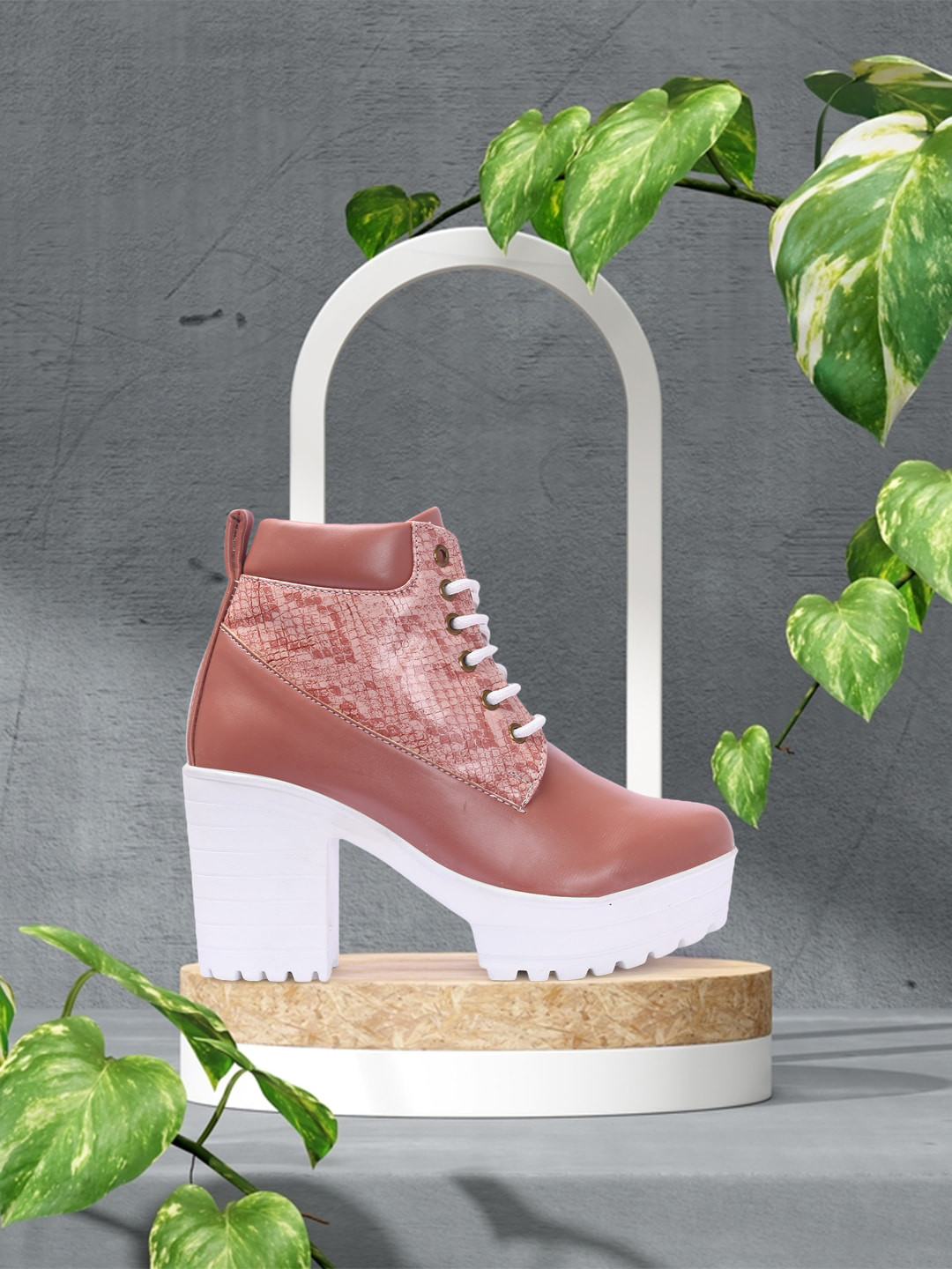 FASHIMO Women Peach Textured Boots