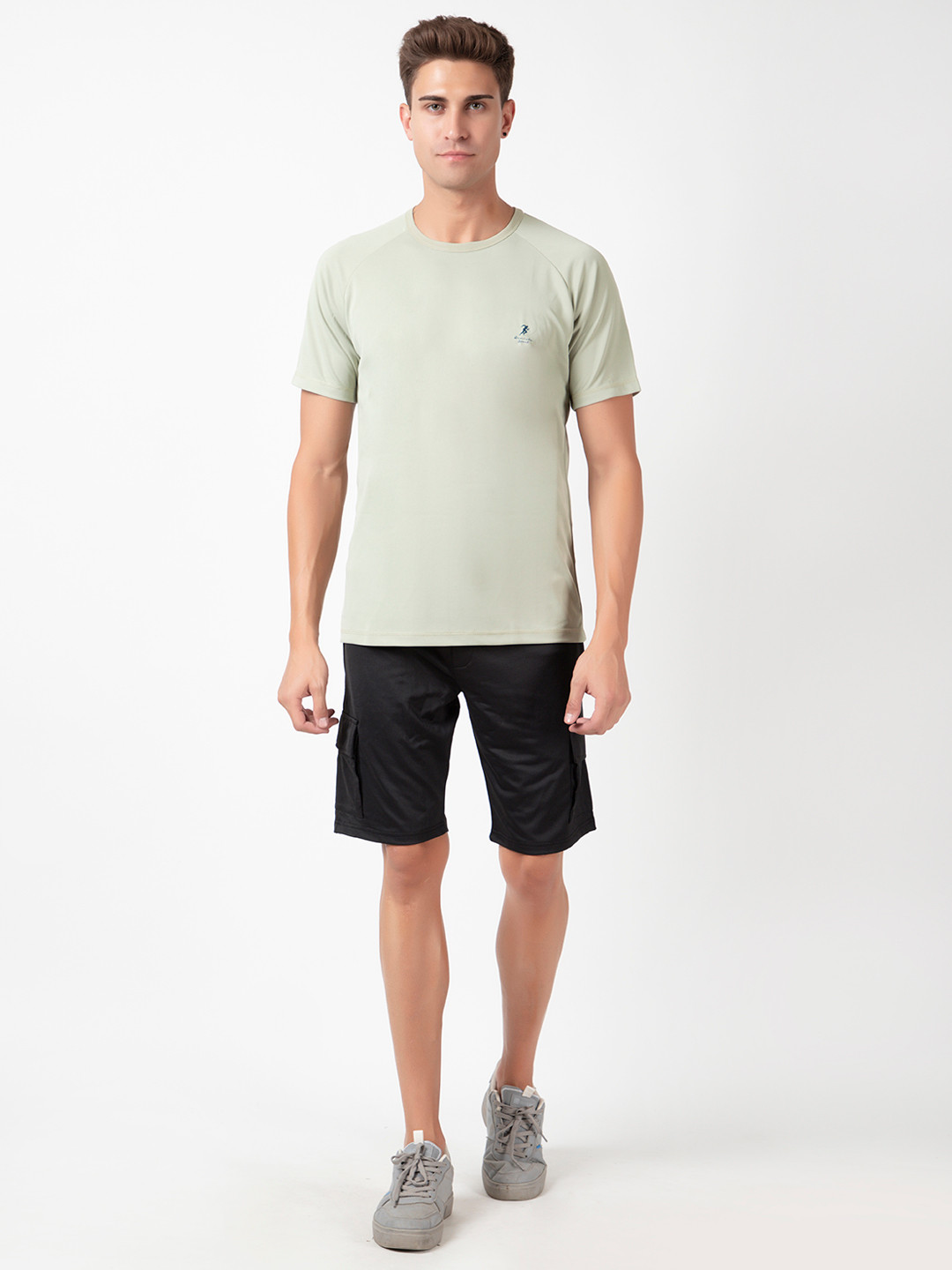 ARMISTO Men Black & Green T-shirt with Shorts Set