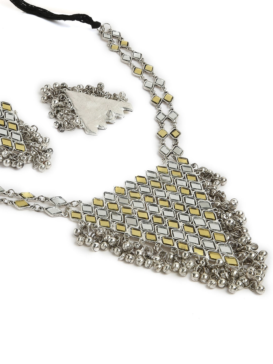 justpeachy Women Silver Plated Gold Mirror Jewellery Set