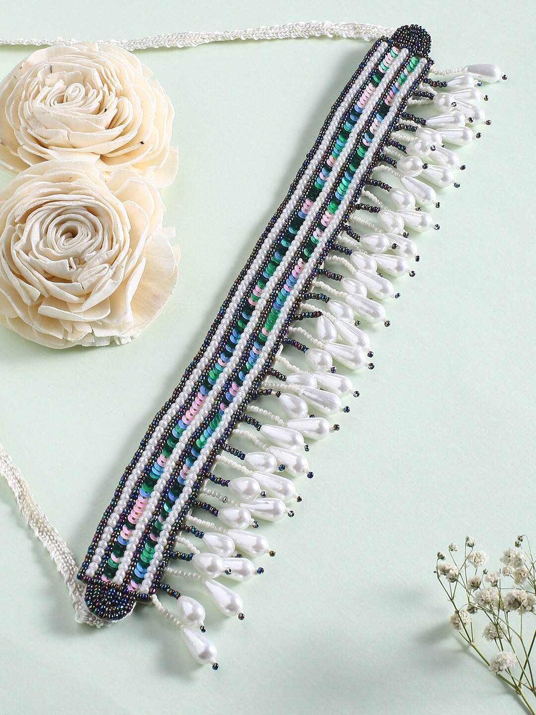 justpeachy White & Blue Handcrafted Necklace