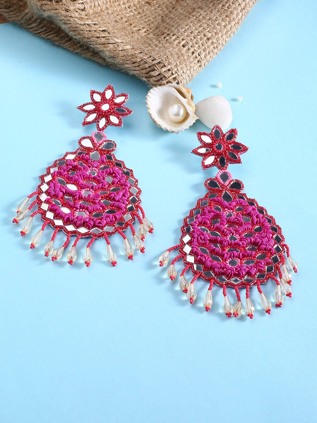 justpeachy Magenta Contemporary Drop Earrings