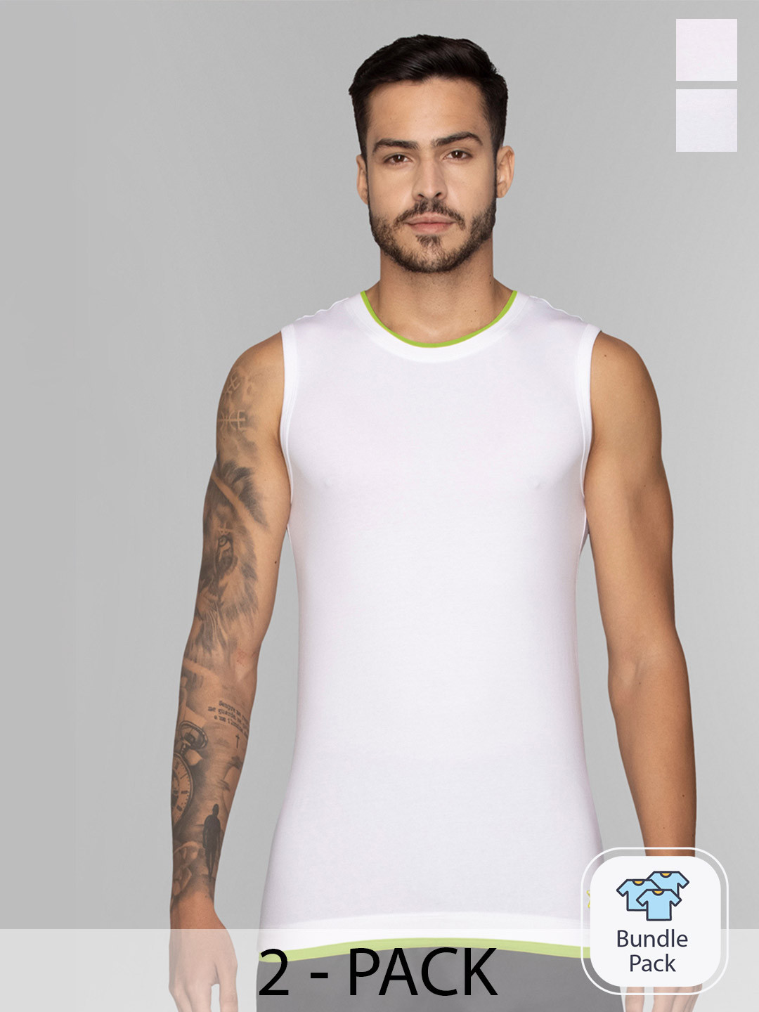 XYXX Men Pack Of 2 Solid Moisture Absorbing Gym Vest with Anti-bacterial Silver Finish