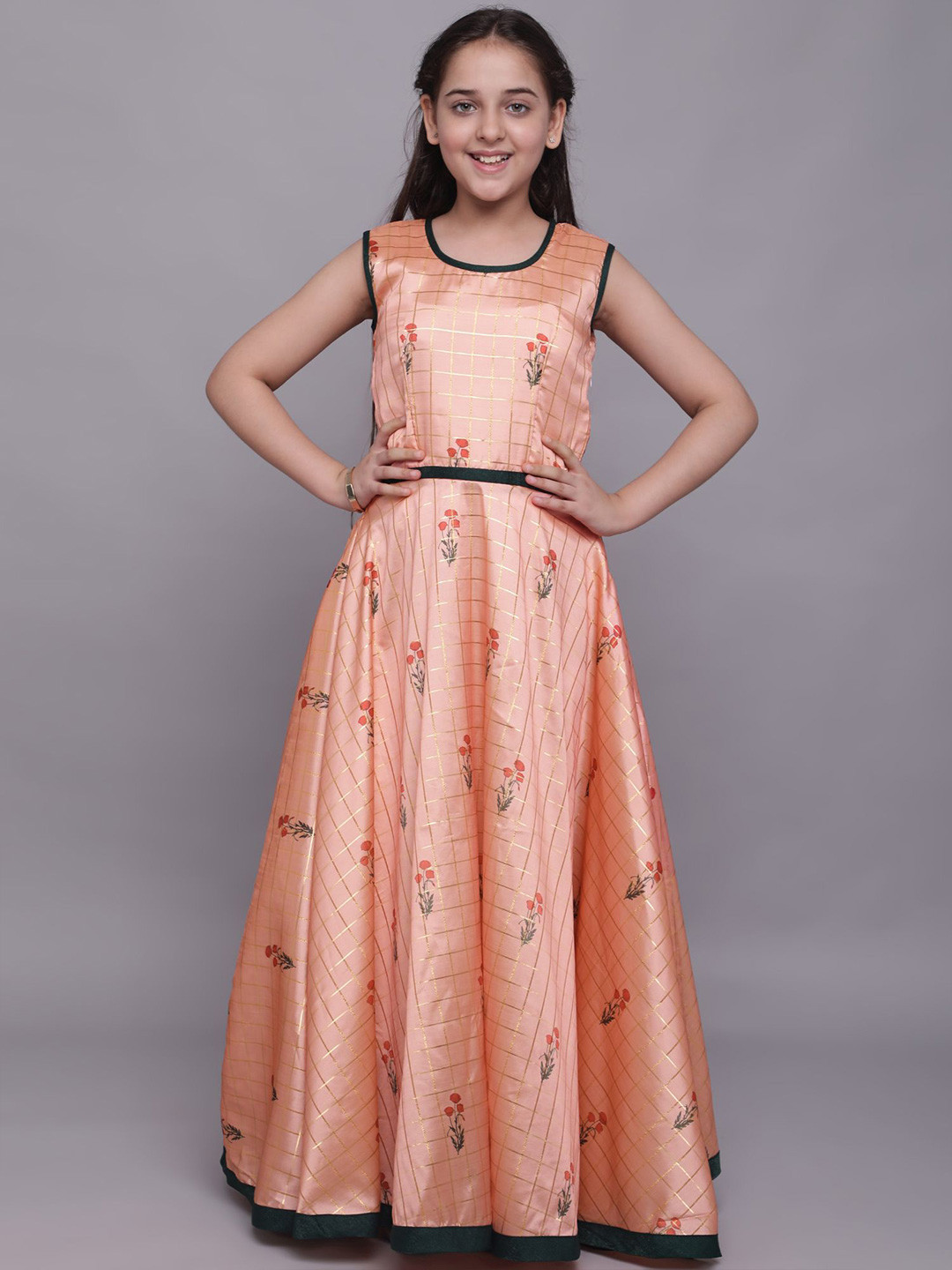 White World Peach-Coloured Embellished Ethnic Maxi Dress