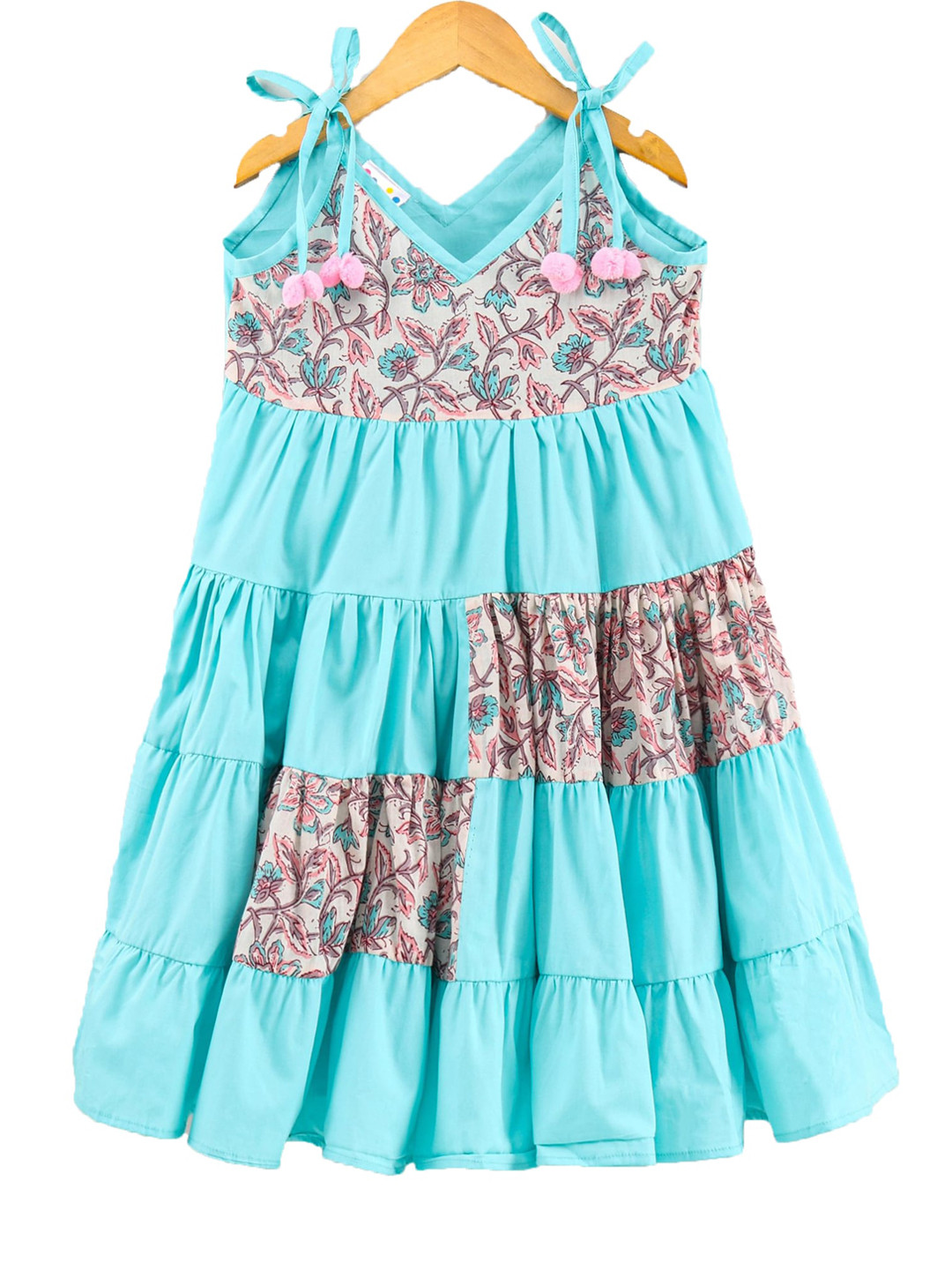 Eimoie Blue Floral Halter Neck Empire Maxi Dress