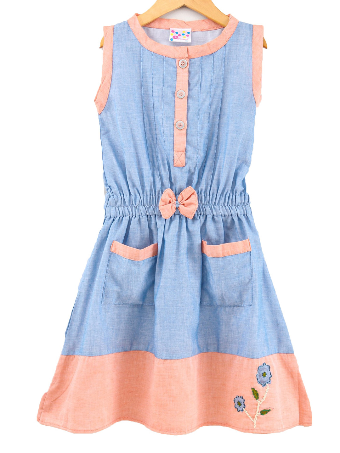 Eimoie Blue Colourblocked Dress