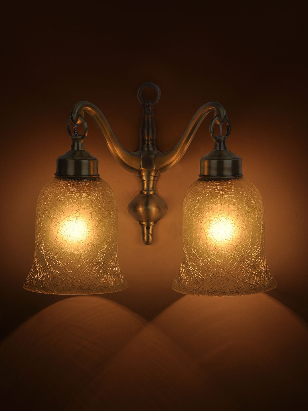 Fos Lighting Gold Toned Classic Double Glass Side Wall Hanging Light