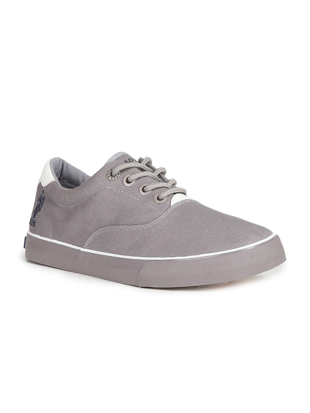 U S Polo Assn Men Grey Striped Oxfords