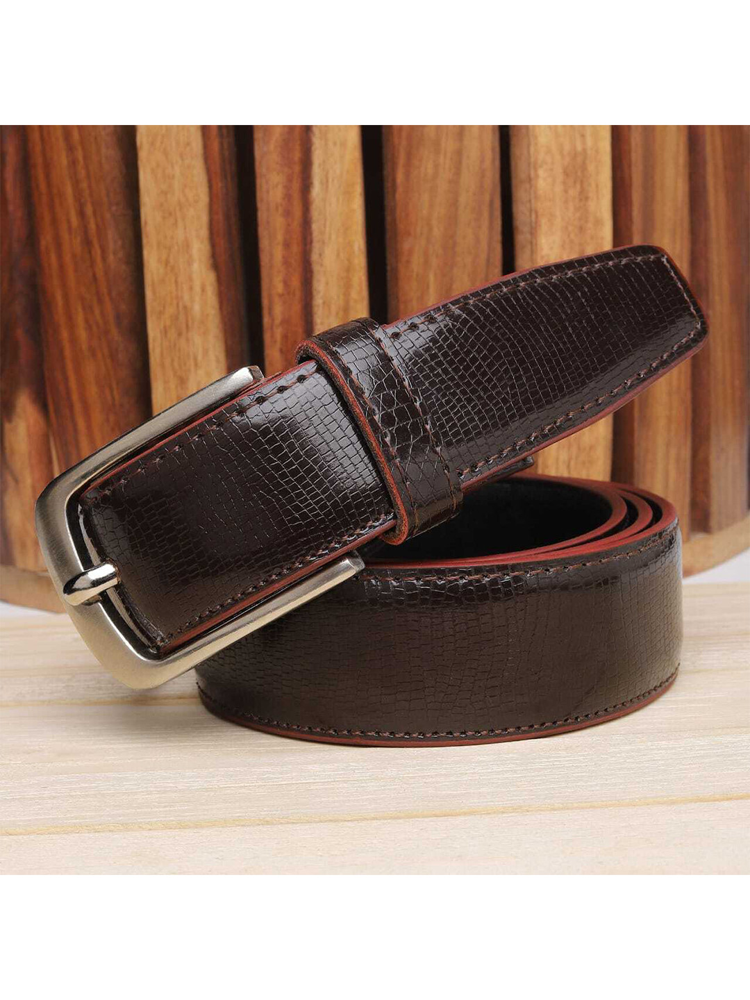 Kastner Men Brown Animal Textured Formal Belt