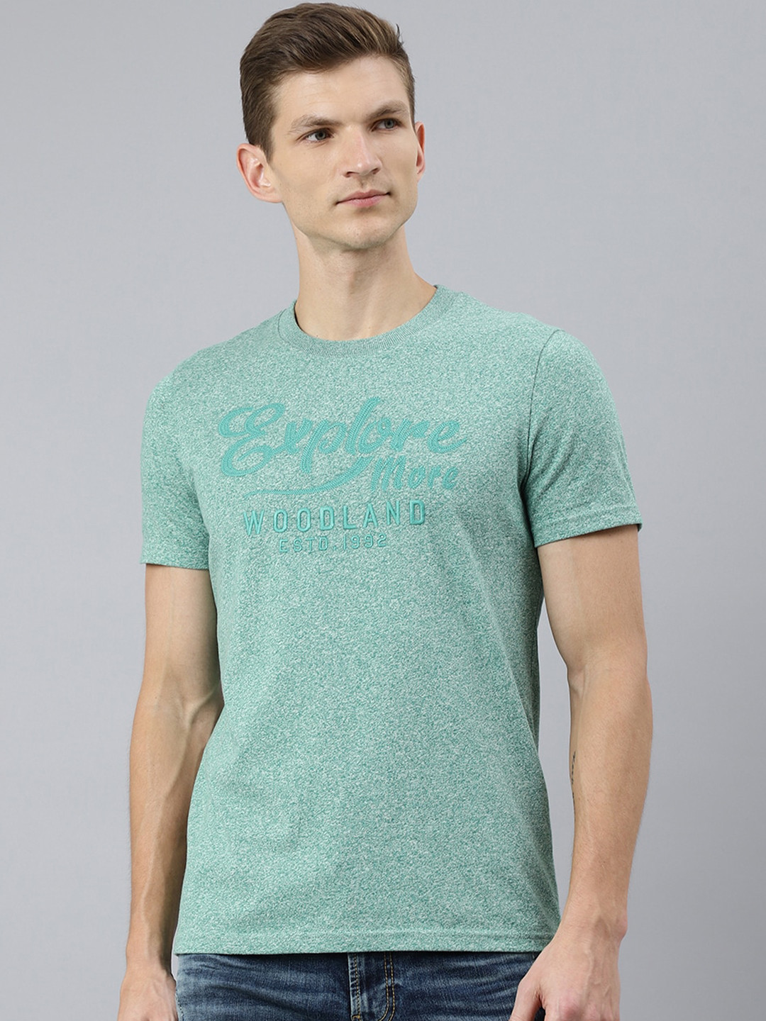 Woodland Men Green Typography Printed T-shirt