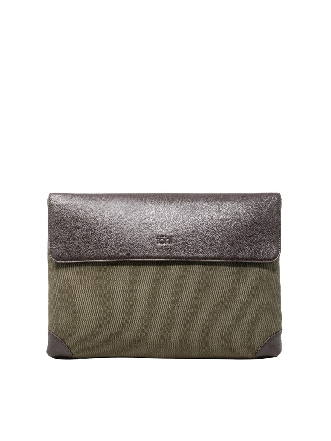 tohl Unisex Brown & Green Leather Laptop Sleeve