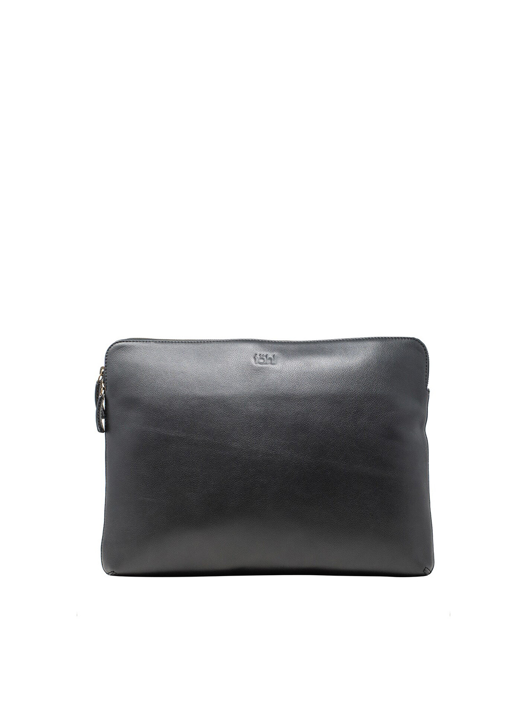 tohl Unisex Black Leather 15 Inch Laptop Sleeve