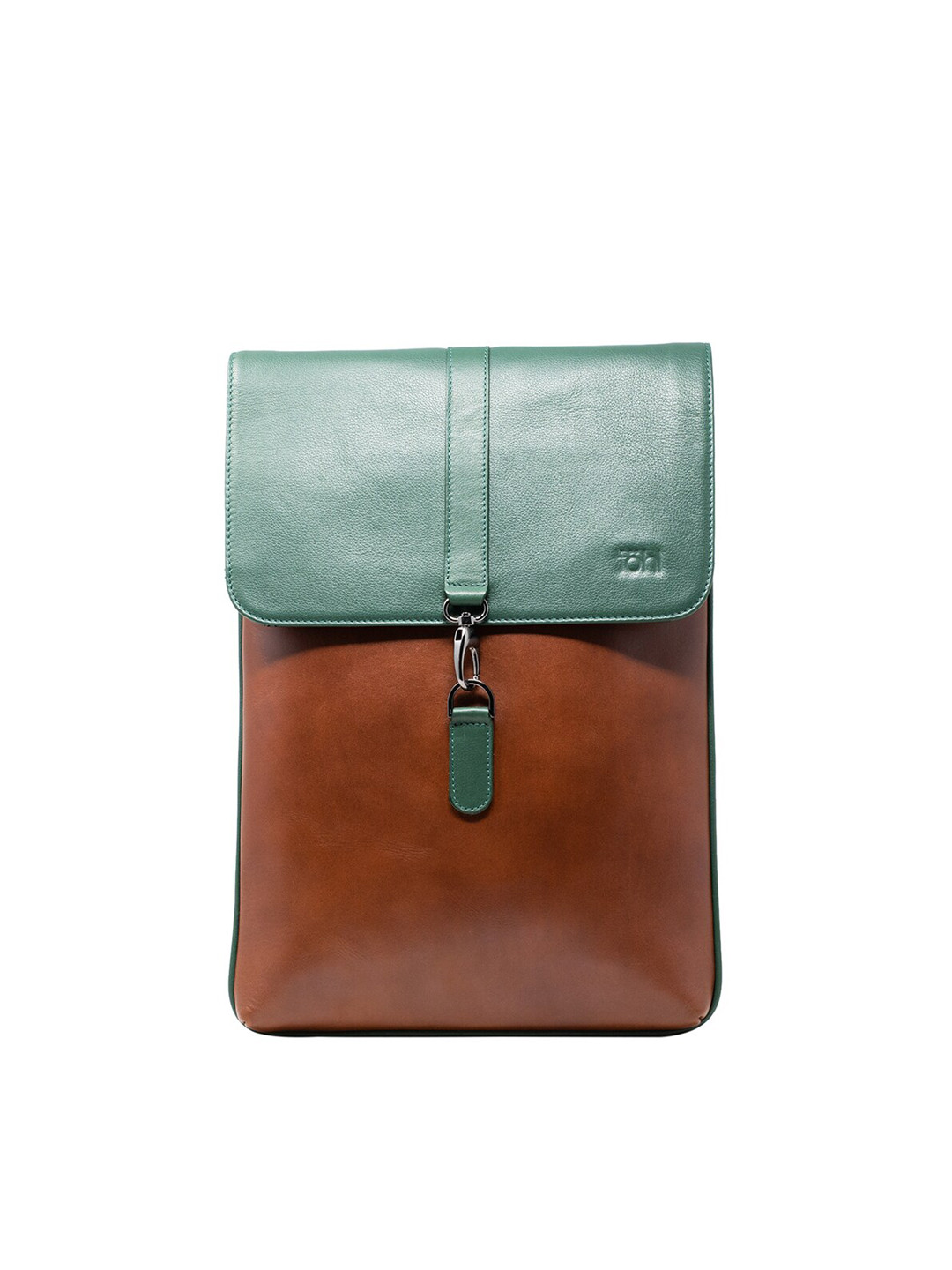 tohl Unisex Green & Brown Leather Laptop Sleeve
