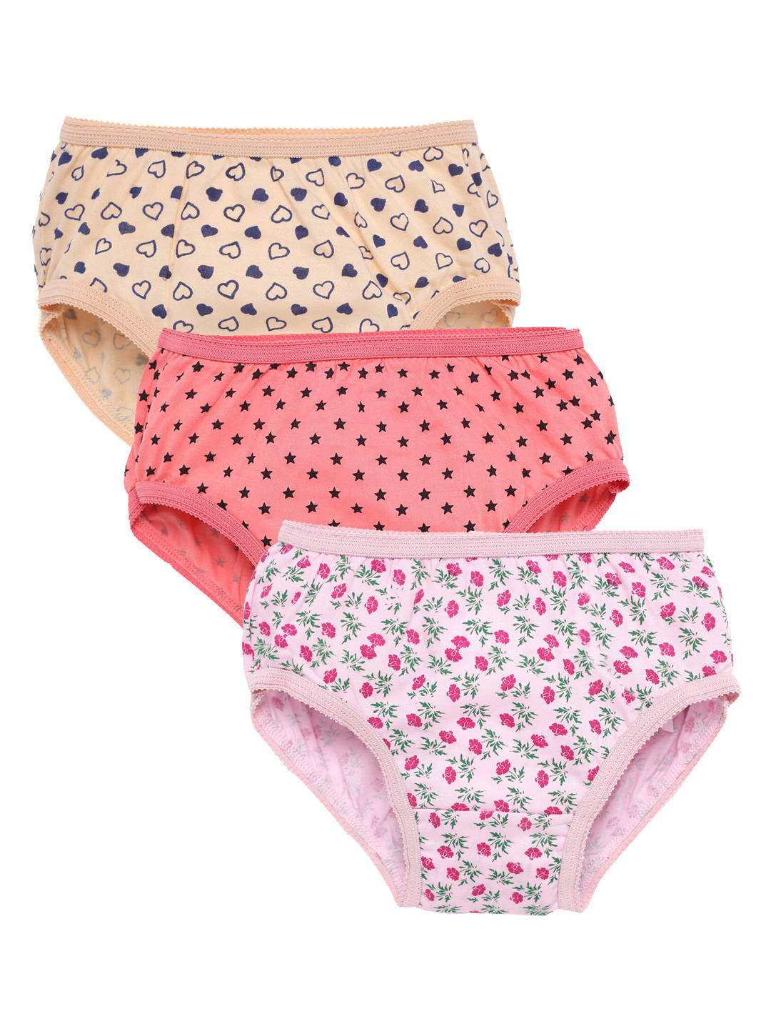 SAVAGE Girls Pack Of 6 Assorted Cotton Basic Briefs