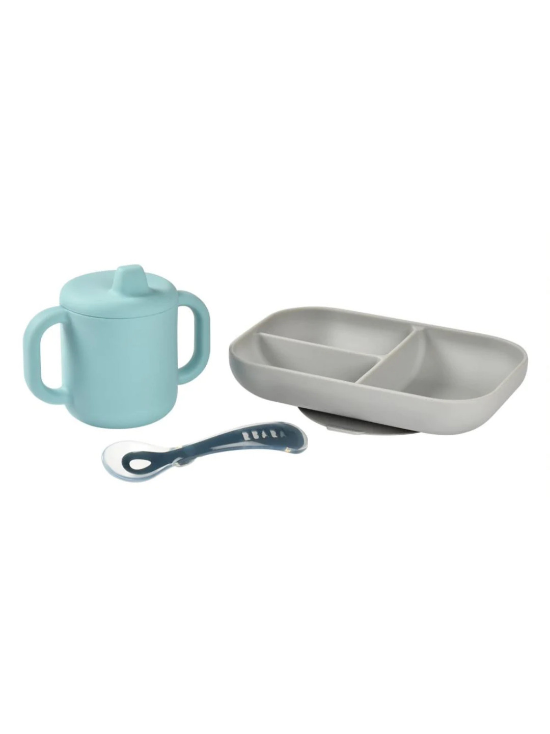 BEABA Kids 3 Pieces Blue Silicone Learning Set