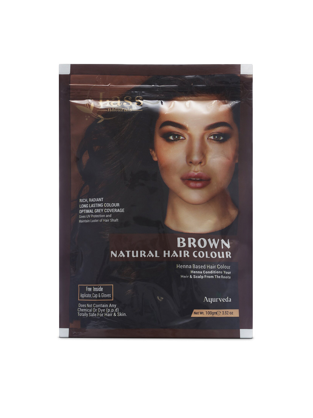 Lass Naturals Natural Henna Based UV Protection Nourishment Hair Color - Brown 100 g