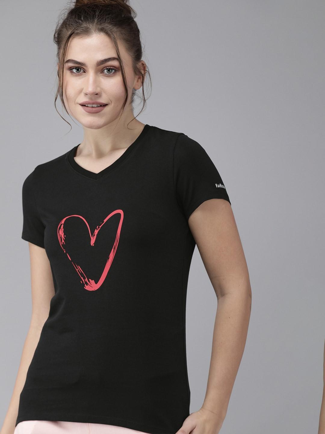Van Heusen Women Black Printed Lounge T-shirt