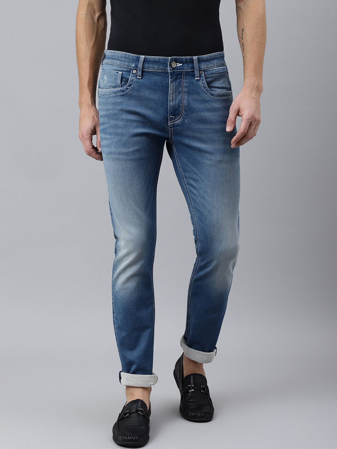 Woodland Men Blue Light Fade Stretchable Jeans