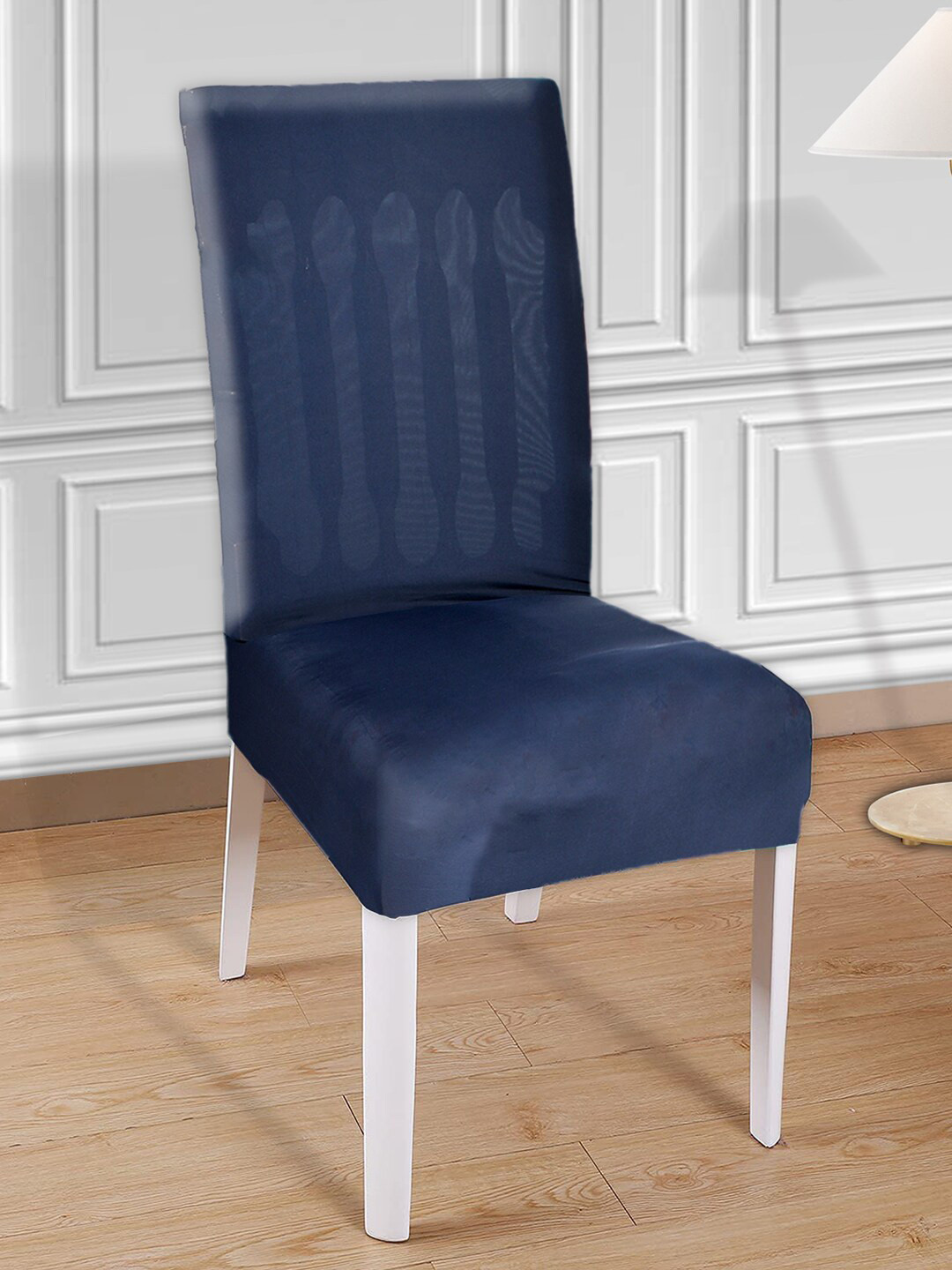 Kuber Industries Set Of 4 Blue Solid Chair Covers
