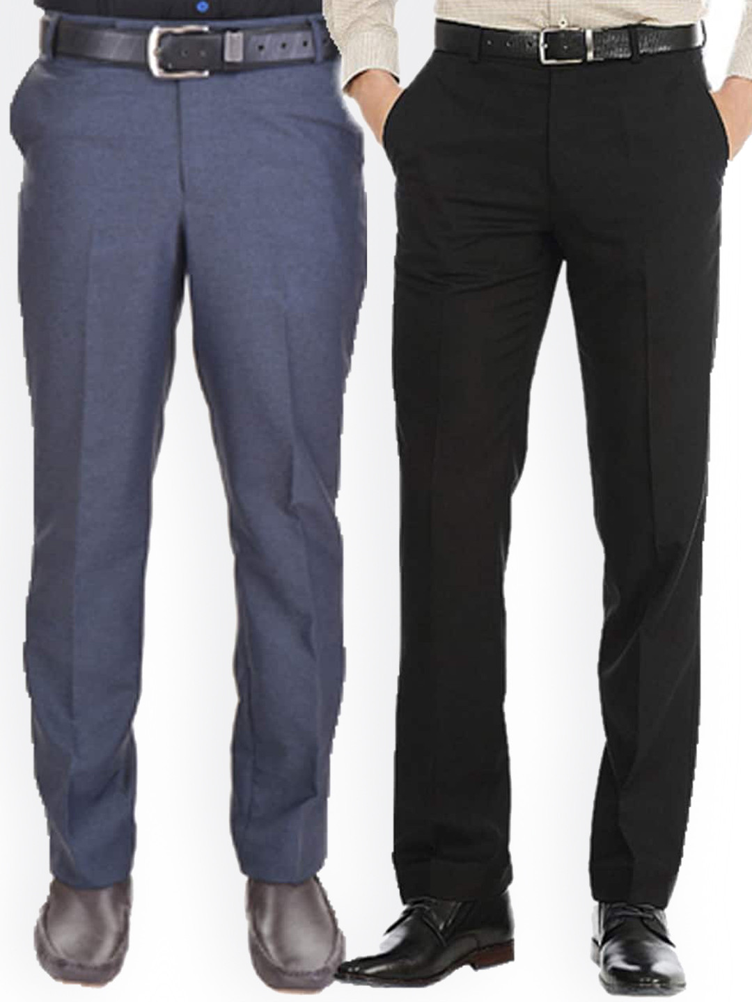 AD & AV Men Black Comfort Easy Wash Trousers