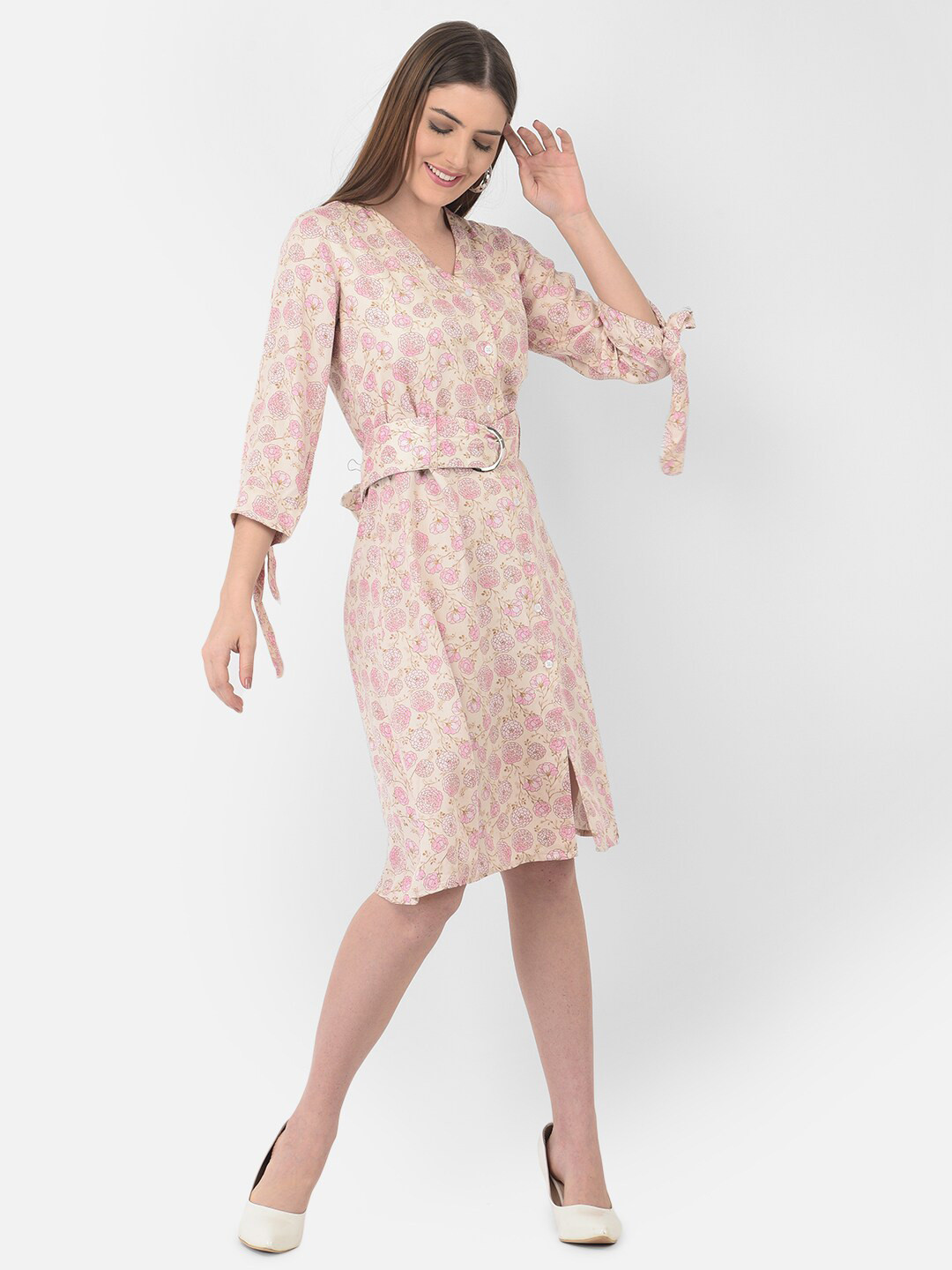 Crimsoune Club Women Pink Floral A-Line Dress