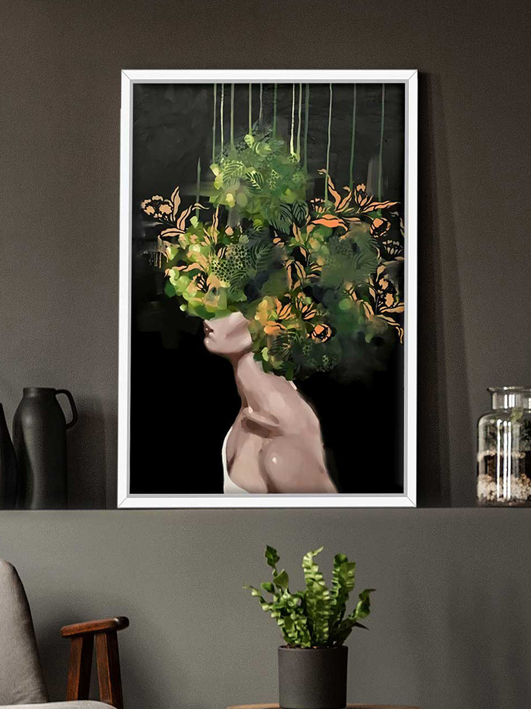 Art Street Garden Green Canvas Wall Rectangle Paintings Wall Art - 23 x 17 In