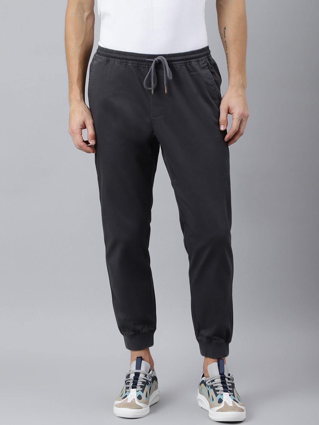 Woodland Men Grey Joggers Trousers