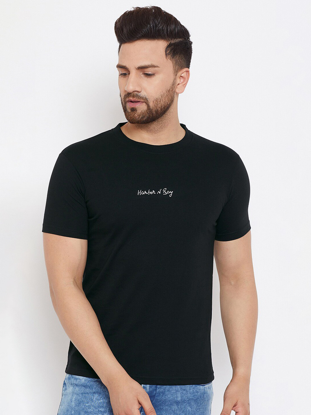 HARBOR N BAY Men Black Typography Printed T-shirt