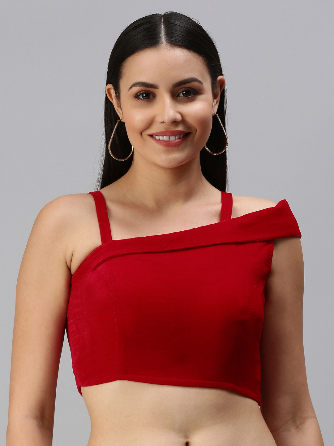 flaher Women Red Velvet Readymade Padded Blouse