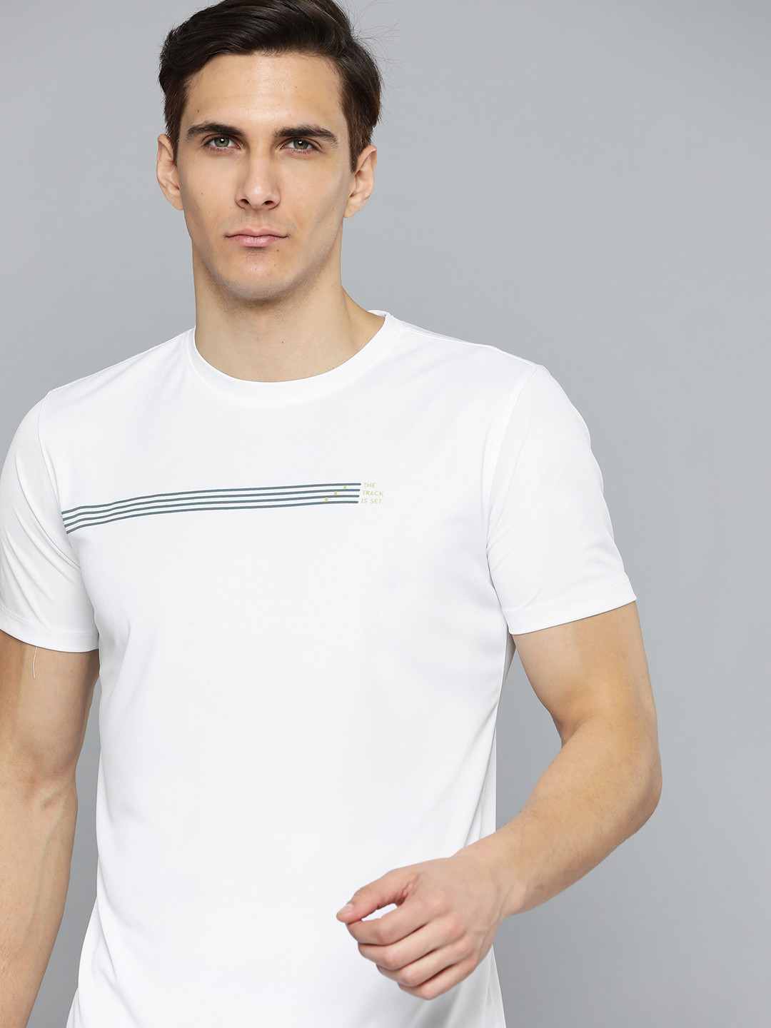 HRX By Hrithik Roshan Running Men Optic White Antimicrobial Brand carrier Tshirts