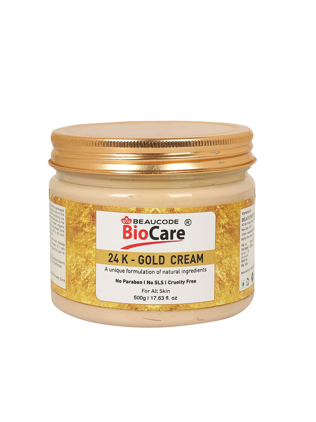 BEAUCODE BIOCARE 24K-Gold Face & Body Cream for All Skin Types - 500 g