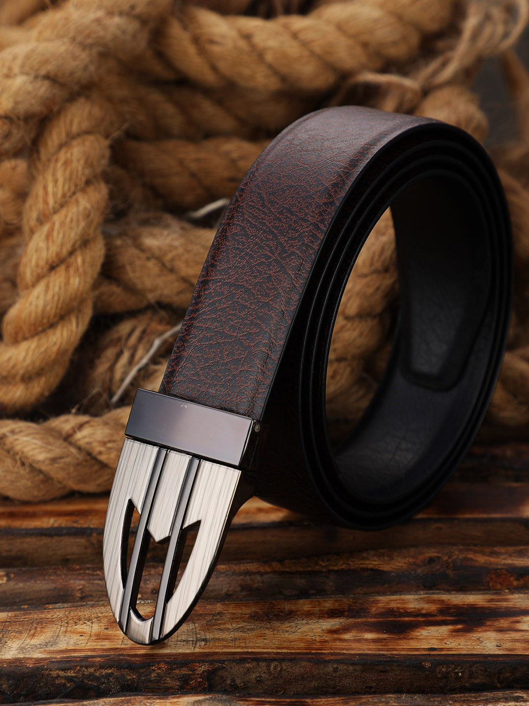 ZEVORA Men Brown Reversible Belts