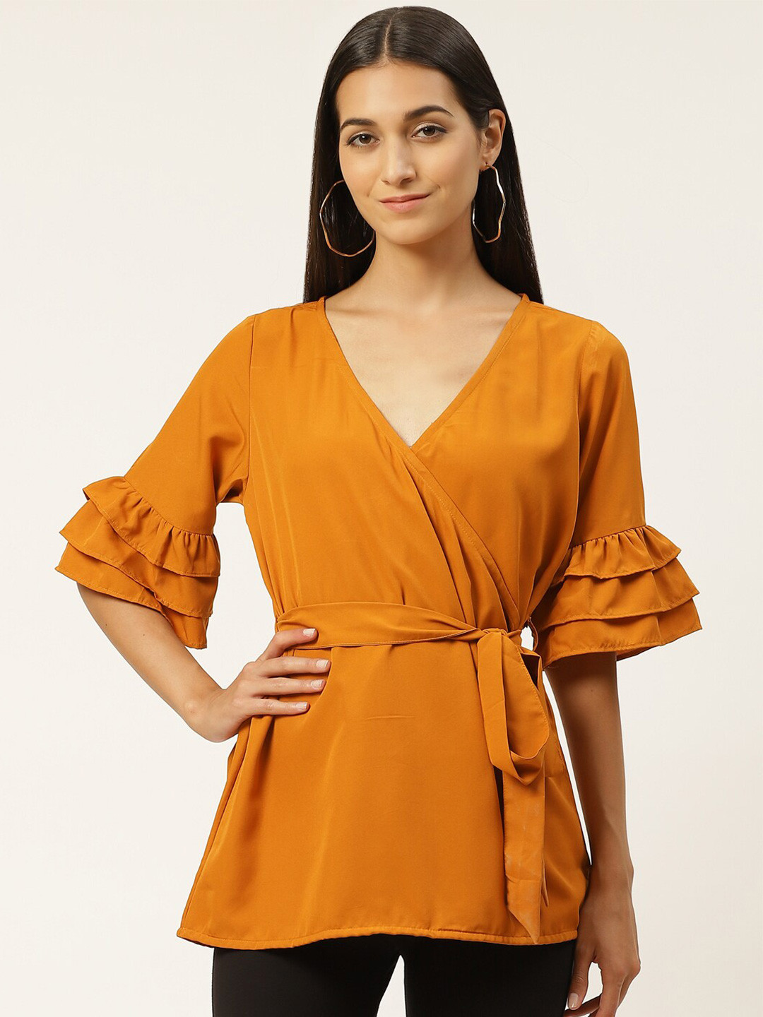 IQRAAR Yellow Wrap Top