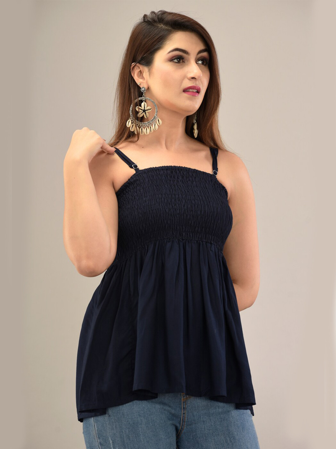 IQRAAR Navy Blue Empire Top