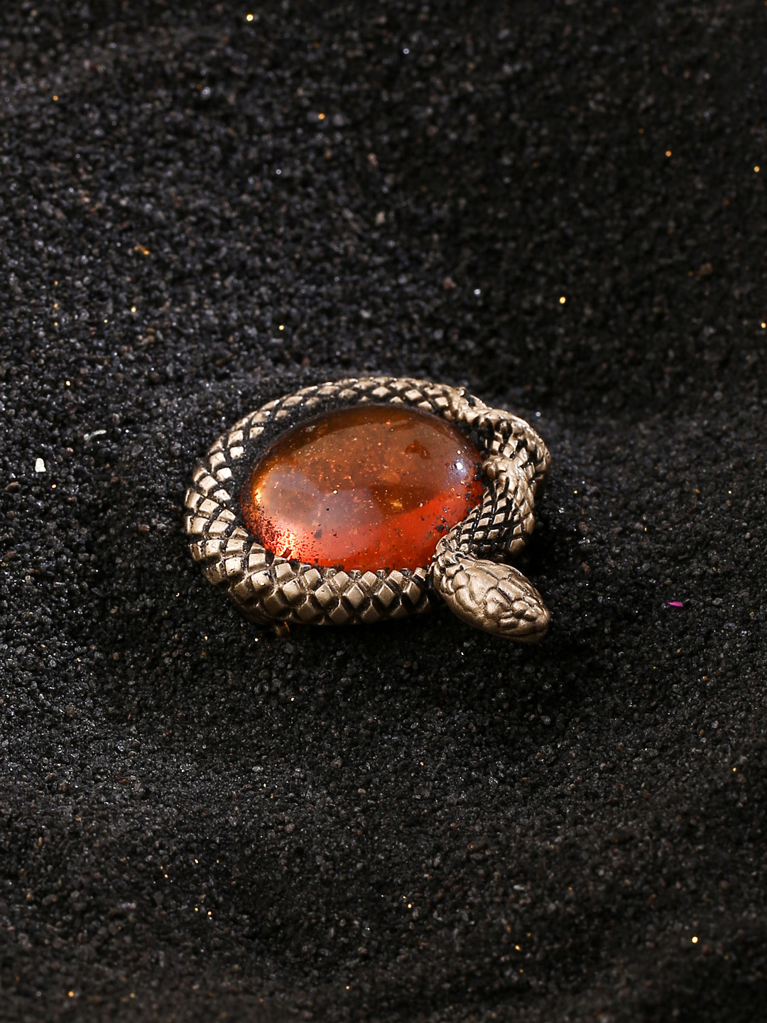 COSA NOSTRAA Men Gold-Toned & Orange Stone-Studded Brooch