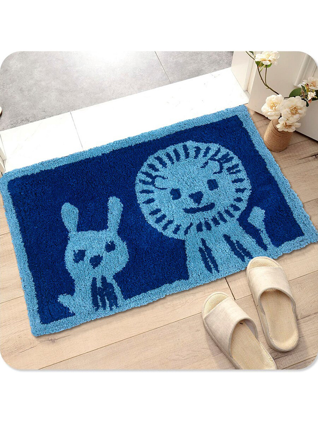AAZEEM Blue Printed Cotton Doormat