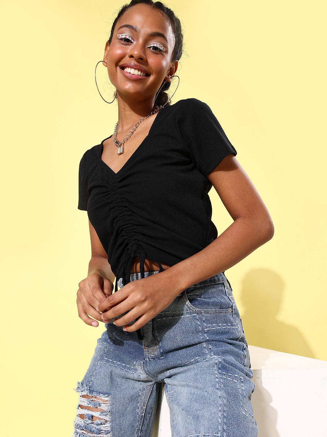 StyleStone Stunning Black Solid Volume Play Top