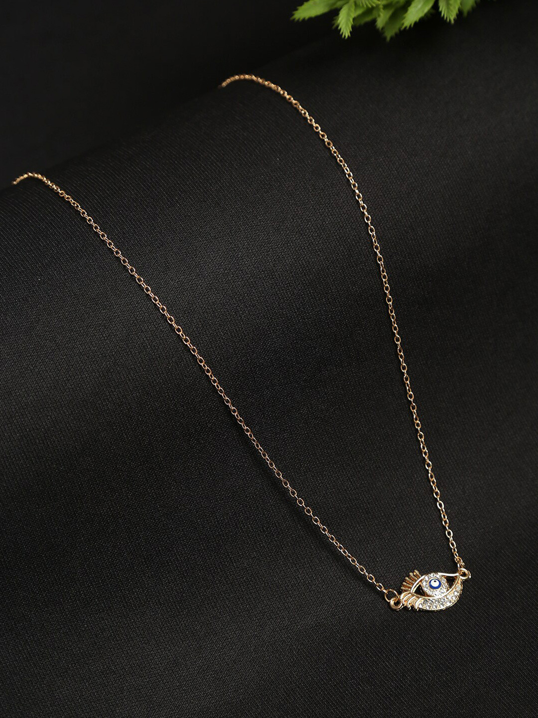 Celena Cole Gold-Toned & White Evil Eye Pendant Necklace
