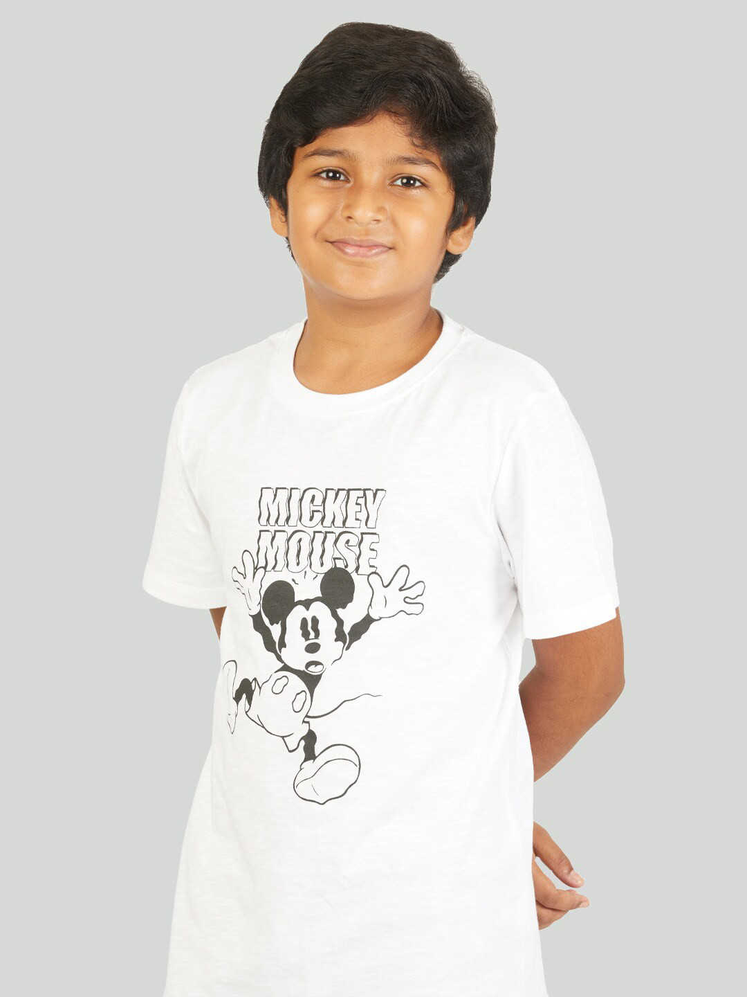 Zalio Boys White Mickey Printed T-shirt
