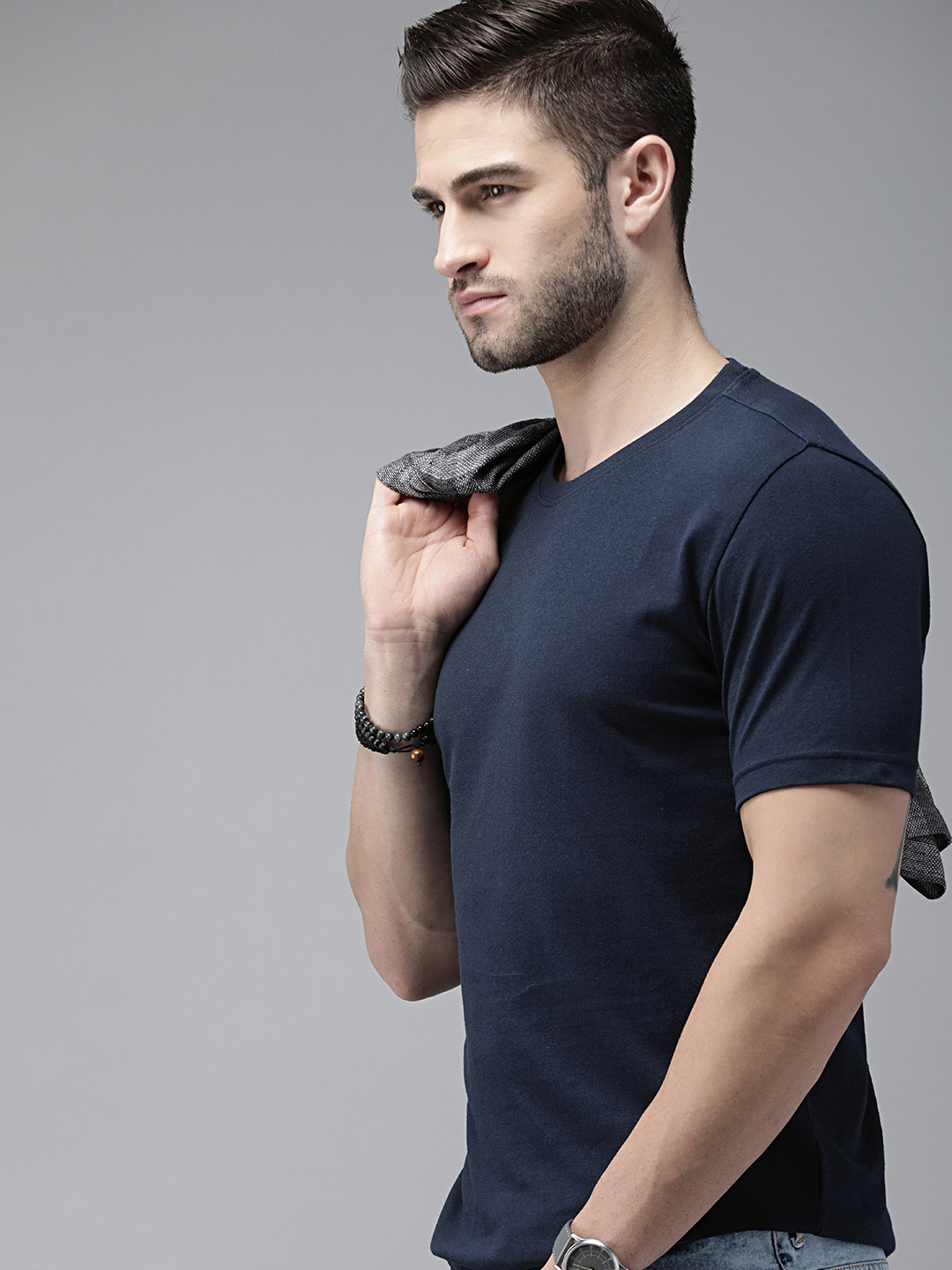 Roadster Men Navy Blue T-shirt