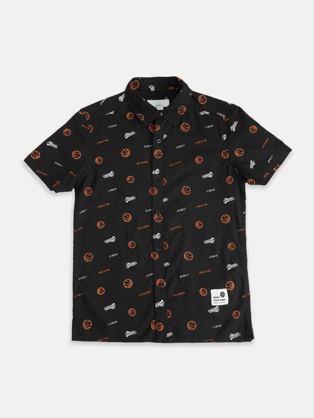 Pantaloons Junior Boys Black Printed Casual Shirt