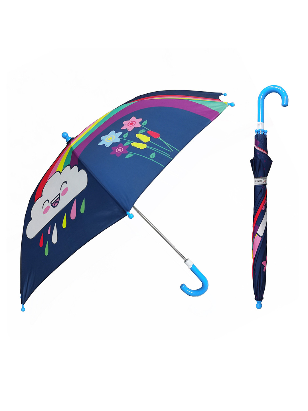 Destinio Kids Blue Printed Single Fold Waterproof Umbrella