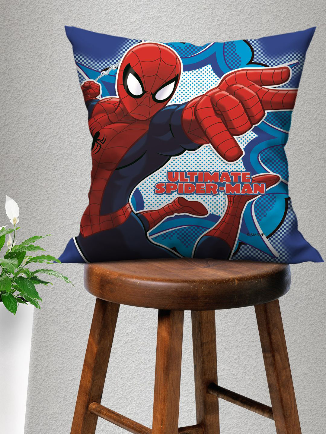 Marvel Cartoon Characters Polyester Anti-Wrinkle Patchwork Square Cushion Cover -16x16In