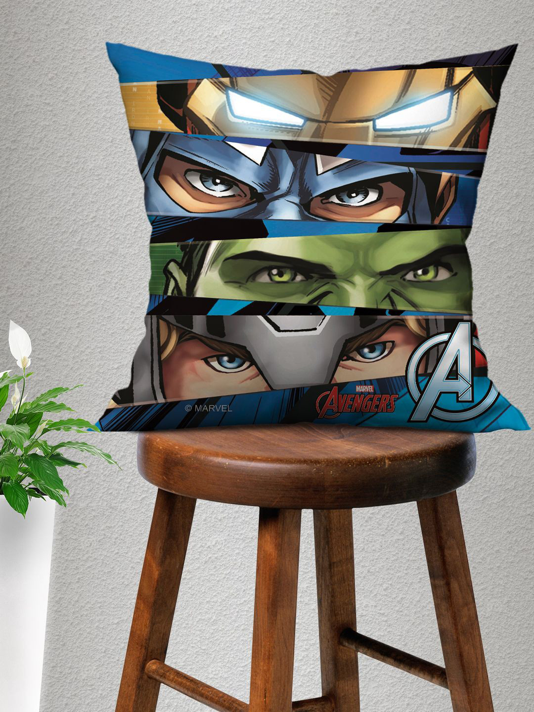 Marvel Blue & Green Marvel Avengers Square Cushion Cover