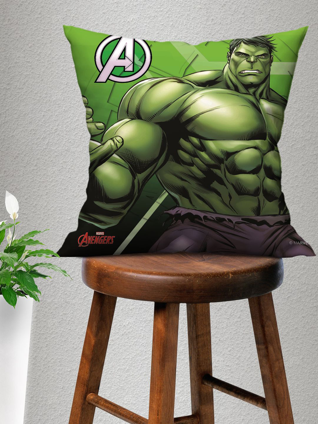 Marvel Hulk Green Cartoon Characters Polyester Washable Square Cushion Cover -16x16In