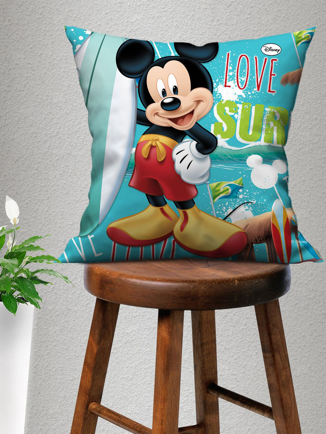 Disney Disney Mickey Cartoon Characters Polyester Anti-Wrinkle Cushion Cover - 15.7x15.7In
