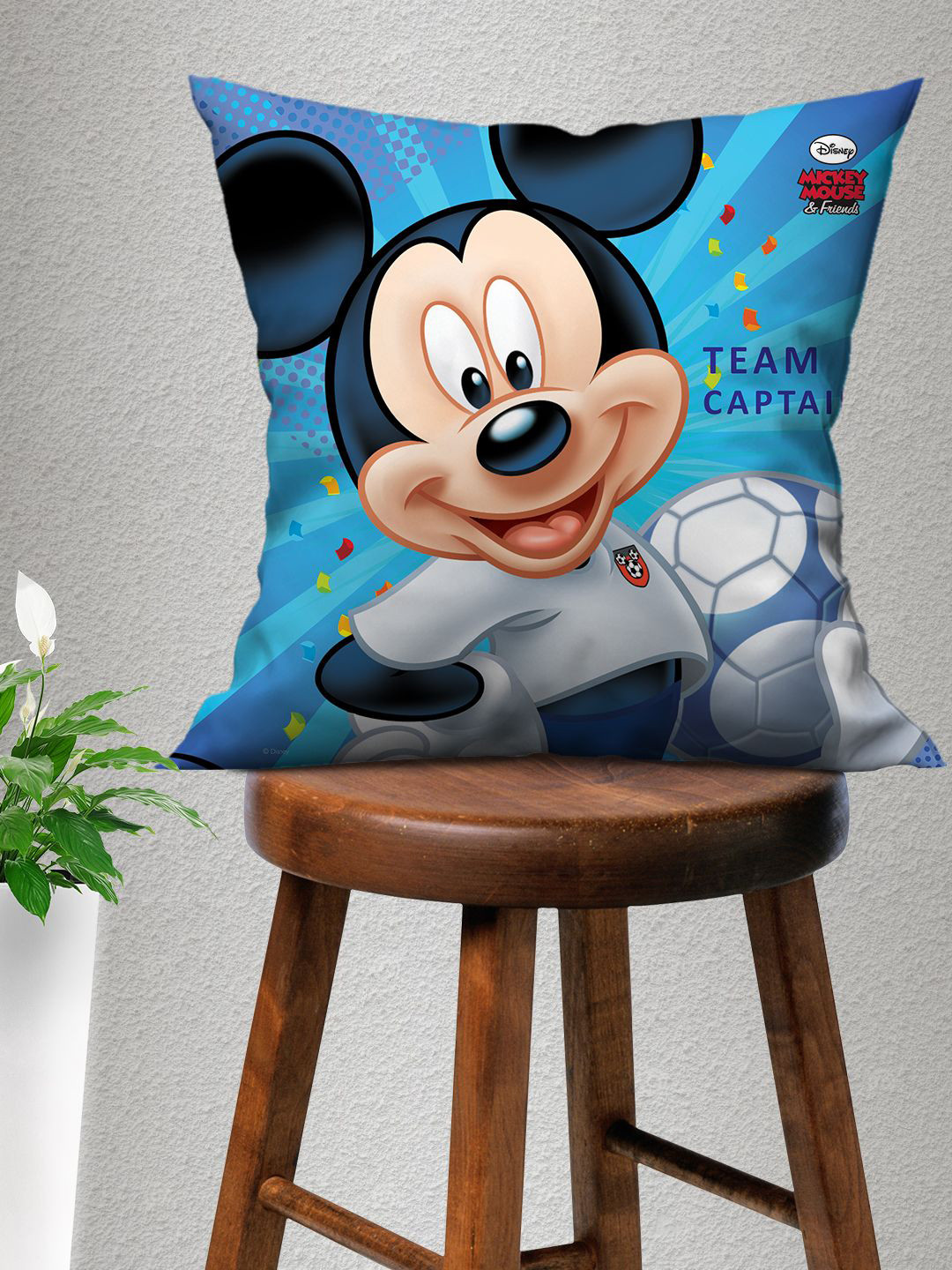 Disney Mickey Mouse Cartoon Characters Polyester Silk Anti-Wrinkle Cushion Cover -16x16In
