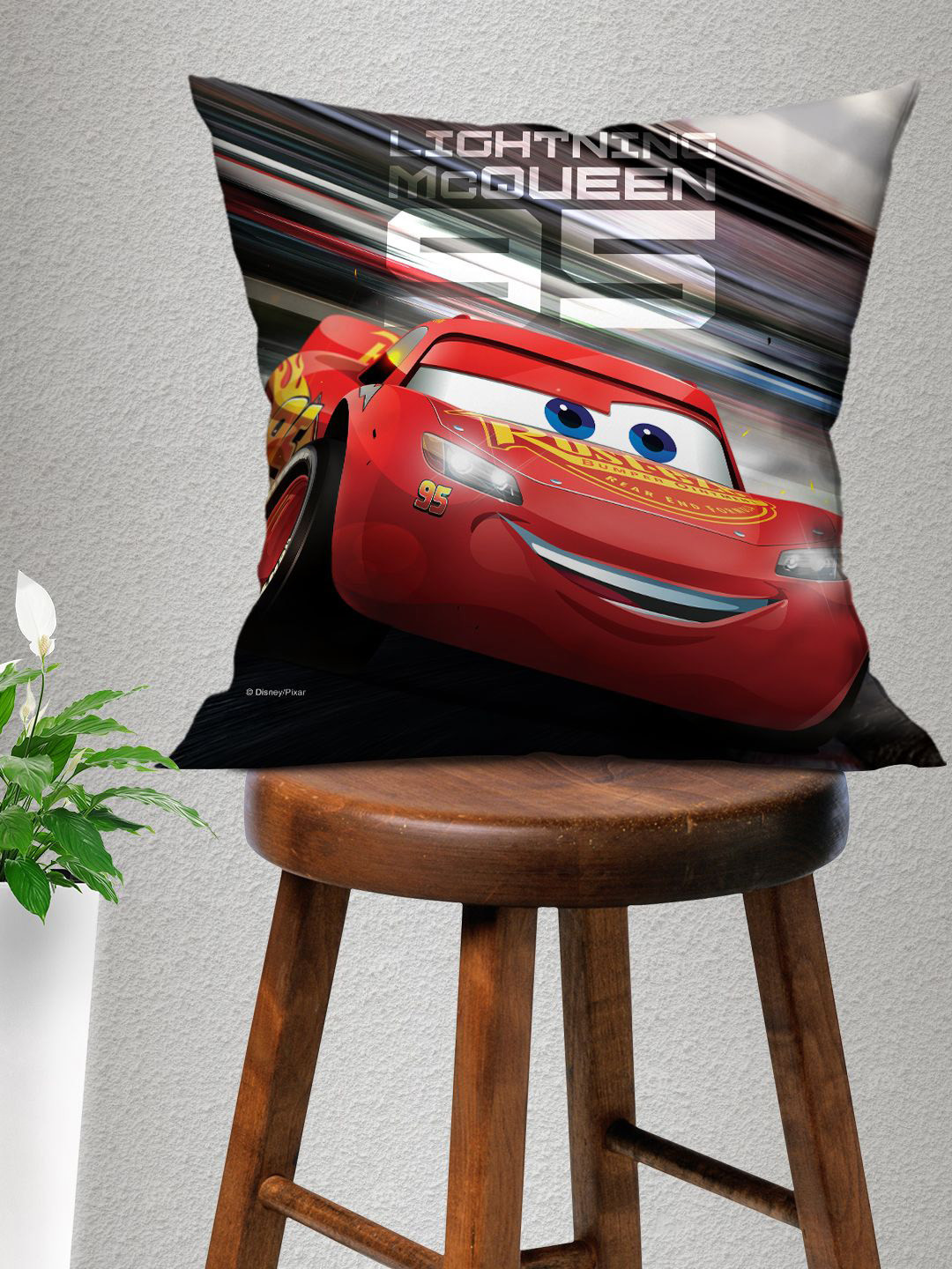 Disney Kids Red & Black Printed Disney Cars Cushion Cover