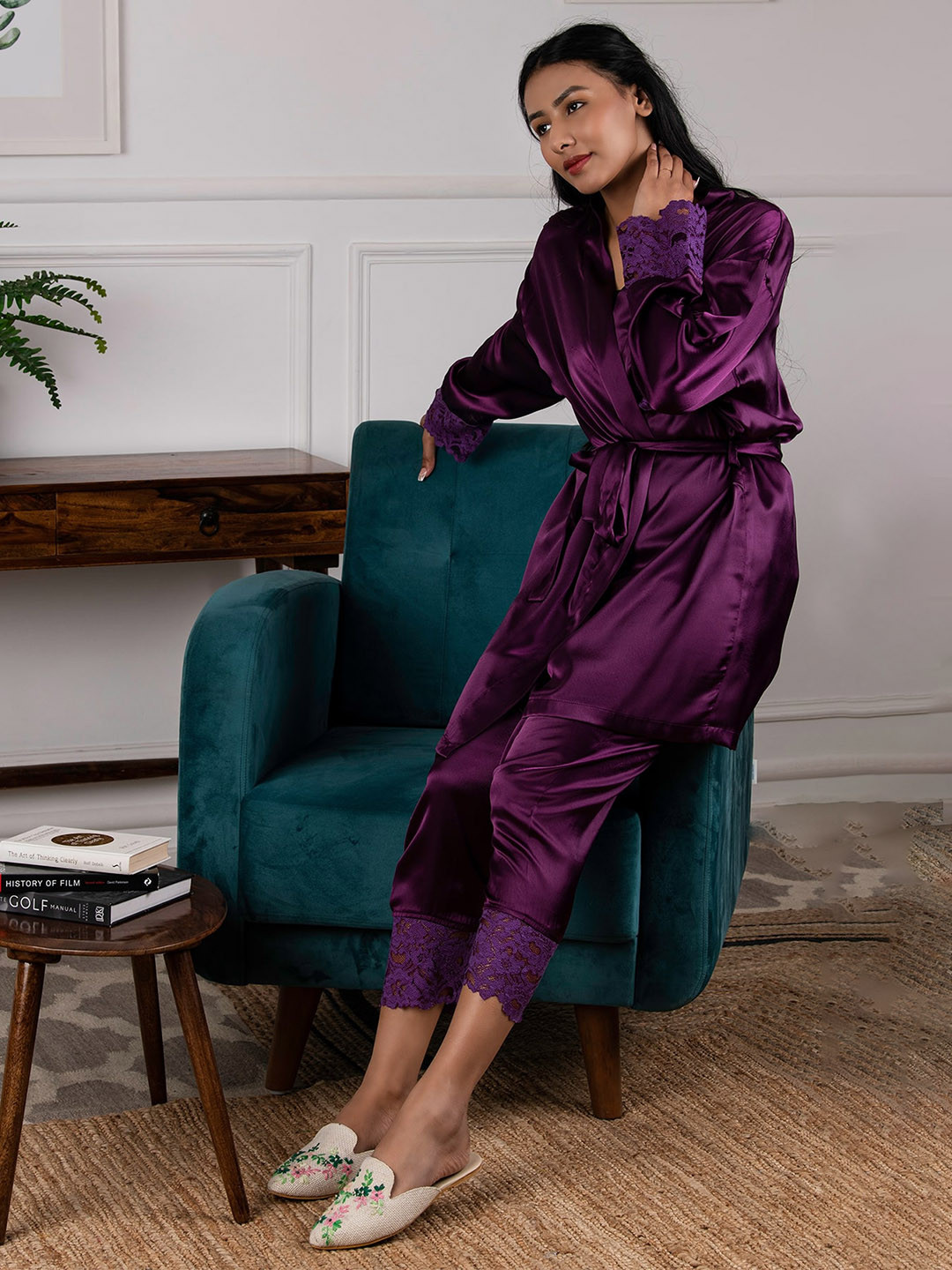Rhe-Ana Women Purple Night suit