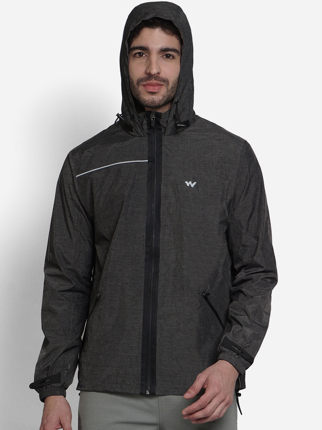 Wildcraft Men Grey Solid Waterproof Rain Jacket